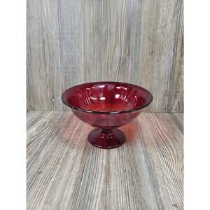 Vintage Ruby Red Low Compote, Minimalist Style Bowl